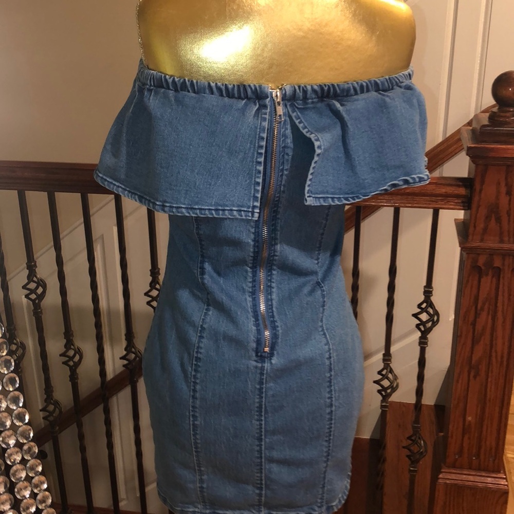 Revolve MPD Denim Ruffle Off Shoulder Dress - Picture 4 of 7
